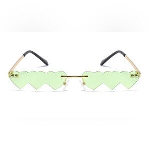 Rimless Heart-Edge Sunglasses in Light Green